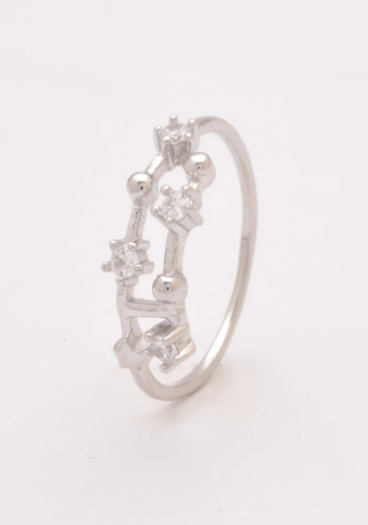 Сребърен пръстен с кристали, ART495 - CAPRICORN, цвят сребро