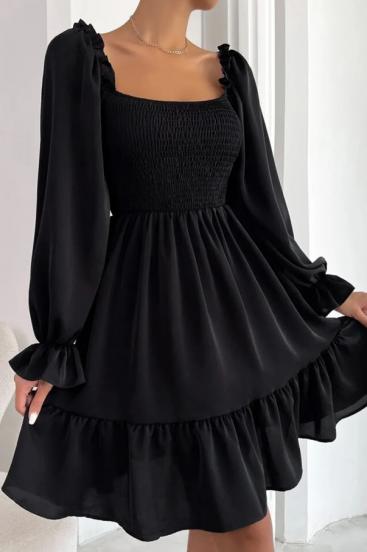 Мини рокля с волани, черна