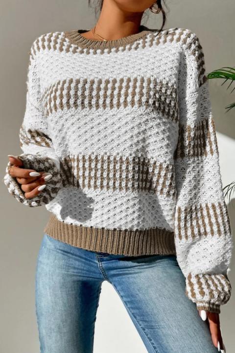 Пуловер в двуцветна комбинация