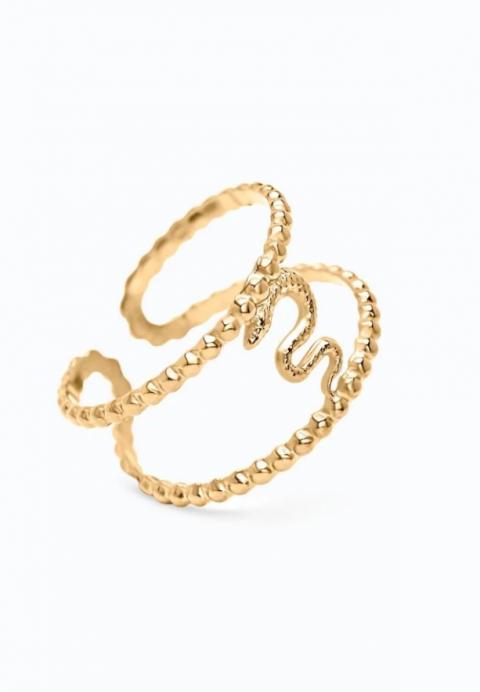 Елегантен пръстен със змийски мотив цвят злато.