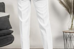 Елегантен дълъг панталон с права кройка TORDINA,  бял