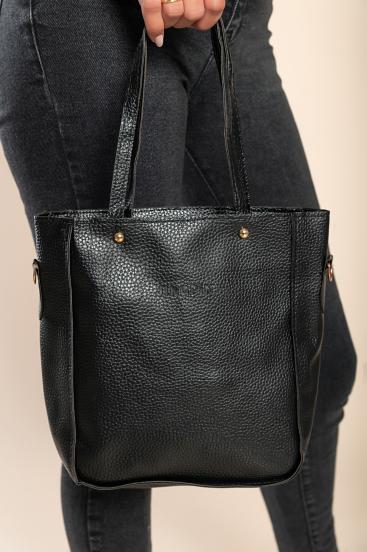 Комплект портмоне и дамска чанта от 4 части, черен