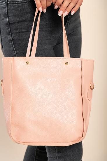 Комплект портмоне и дамска чанта от 4 части, розово