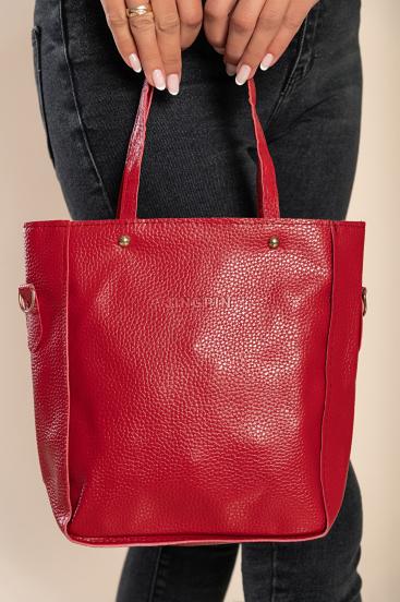 Комплект чанта и портфейл от 4 части, червен