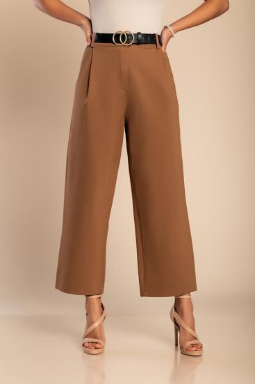 Елегантен панталон с прав крачол цвят камила