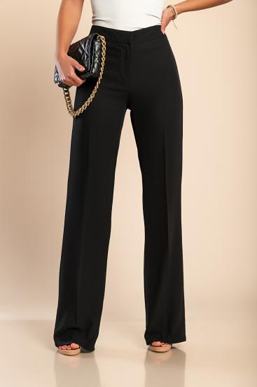 Елегантен панталон с дълги прави крачоли и средно висока талия, черен