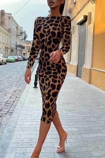 Миди рокля с леопардов принт, леопард