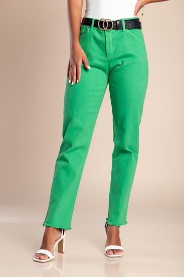 Слим памучен панталон, зелен