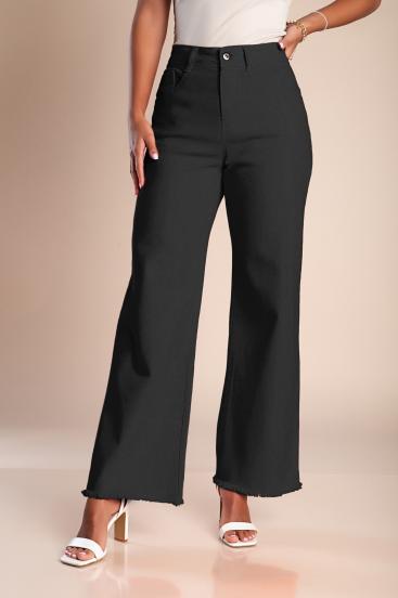 Памучен панталон с широки крачоли, черен
