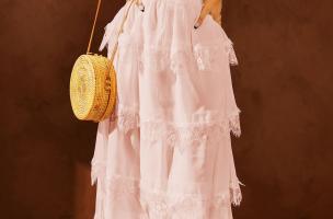 Елегантна плажна рокля с полупрозрачни дантелени детайли Tiziana,  розова