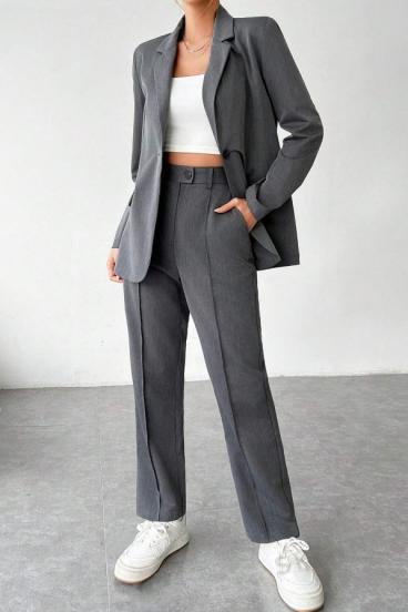 Комплект сако и дълъг панталон, сив