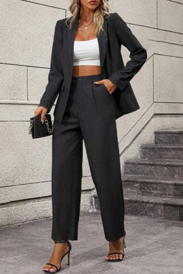 Елегантен комплект сако и панталон, черен