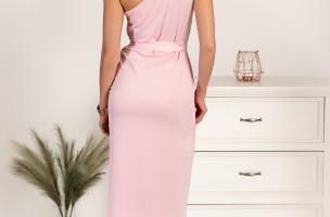 Асиметрична дамска рокля LAVISA, светло розова