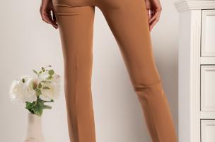 Елегантен дълъг панталон с висока талия AMPOSTA цвят камел