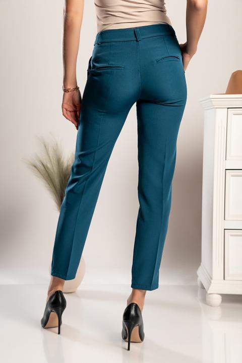 Елегантен дълъг панталон с права кройка TORDINA, синьо-зелен
