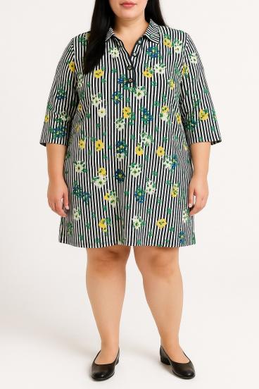 Блуза в голям размер с флорален принт, бяла