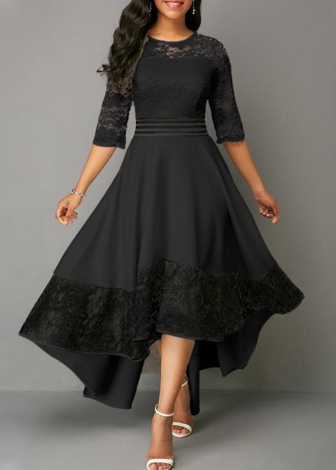 Елегантна рокля с дантела Bianca, черна