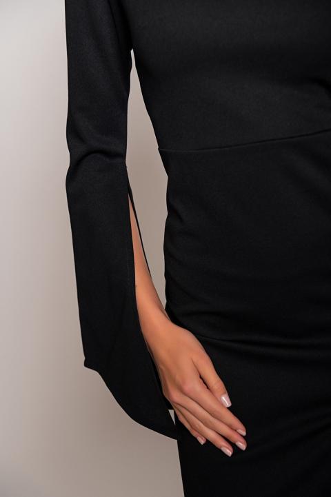 Елегантна рокля с асиметрично деколте MAMOLA, черна