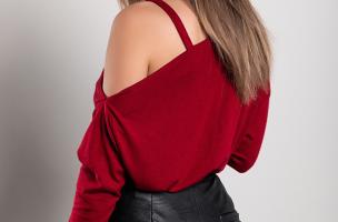 Елегантна блуза с асиметрично деколте MIRABELLE,  бордо