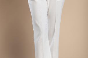 Елегантен ленен панталон, бял