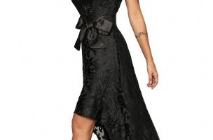 Елегантна мини рокля без ръкави с красива дантела SUZAN, черна