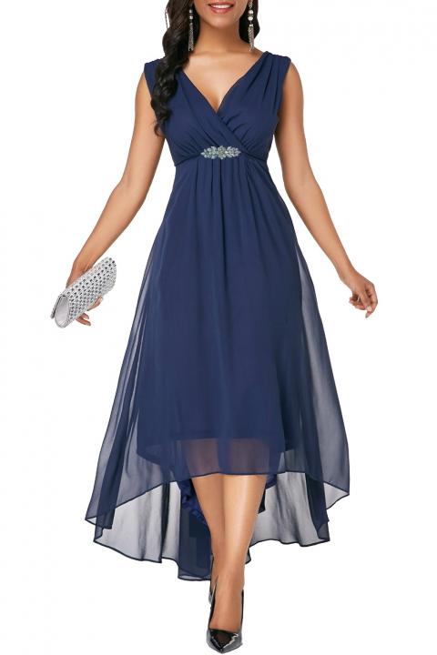 Елегантна рокля с асиметрична дължина GRACIANA, тъмно синя