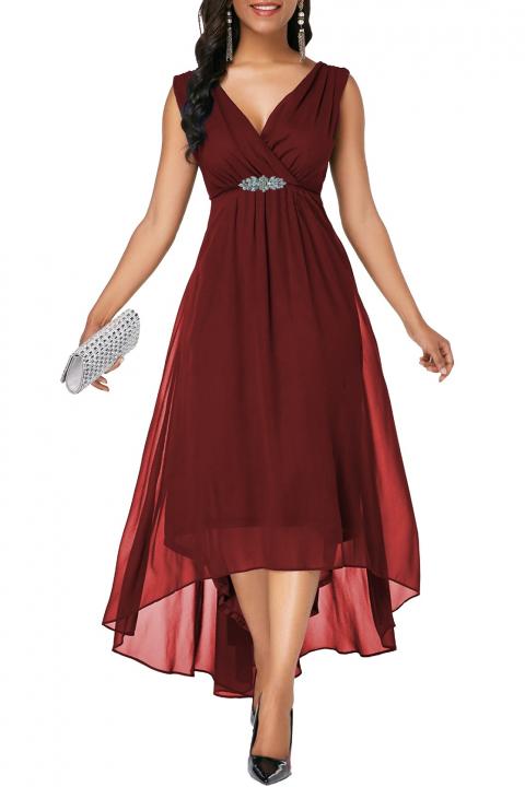 Елегантна рокля с асиметрична дължина GRACIANA, бордо