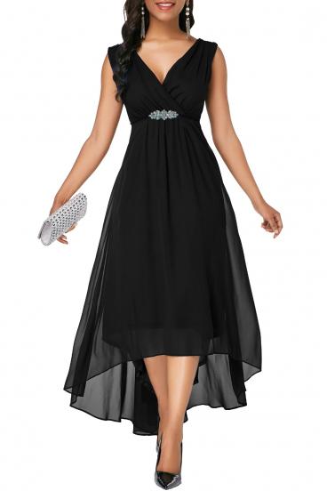 Елегантна рокля с асиметрична дължина GRACIANA, черна
